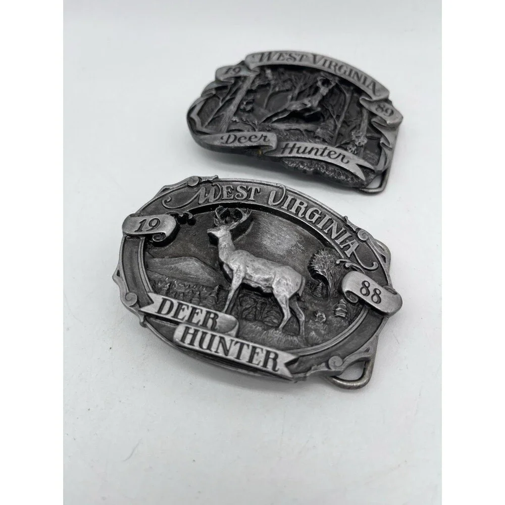 2 West Virginia Deer Hunter Limited Edition Belt Buckle JJ Buckles 1988